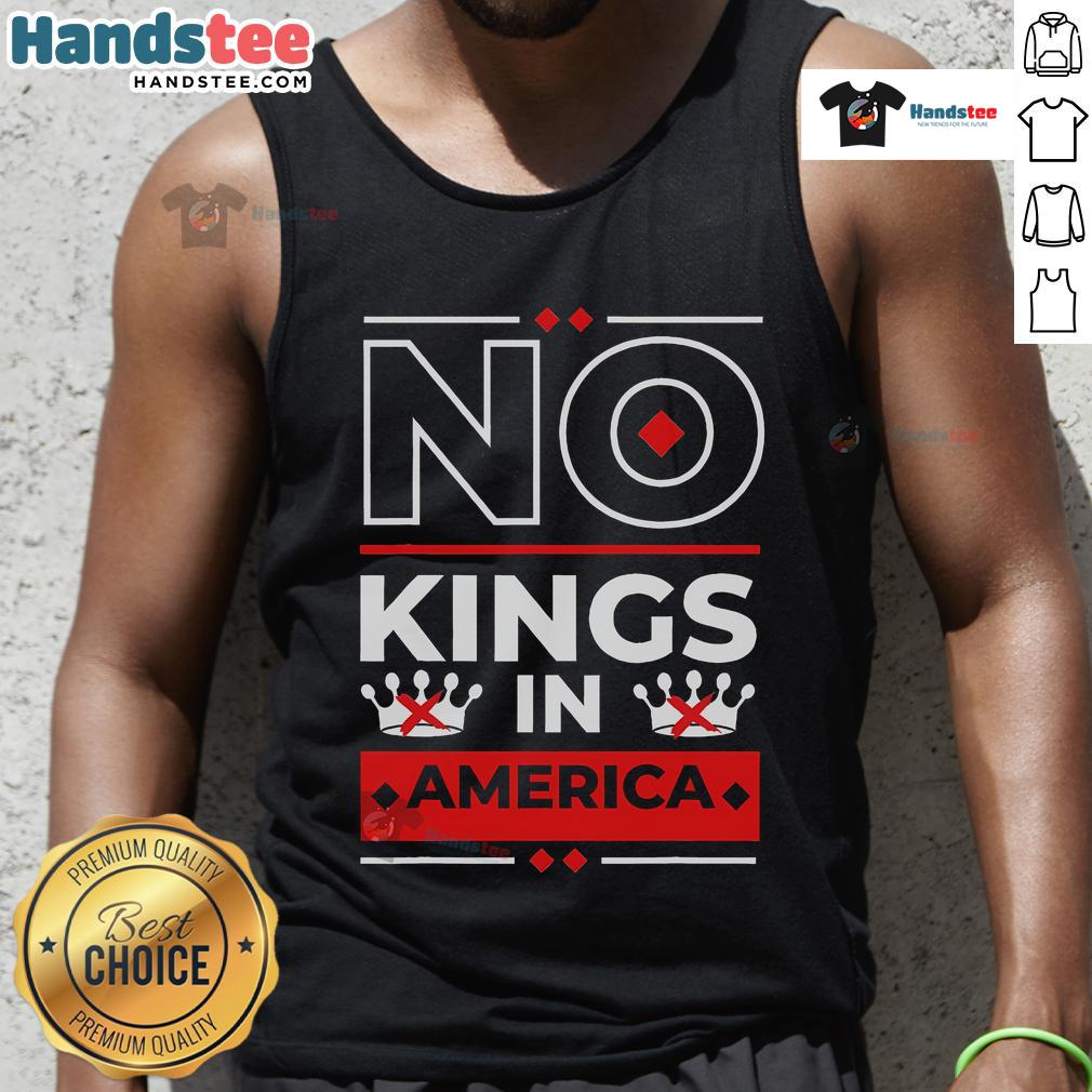 Official No Kings in America We The People political tank top featuring bold text design for patriotic apparel.