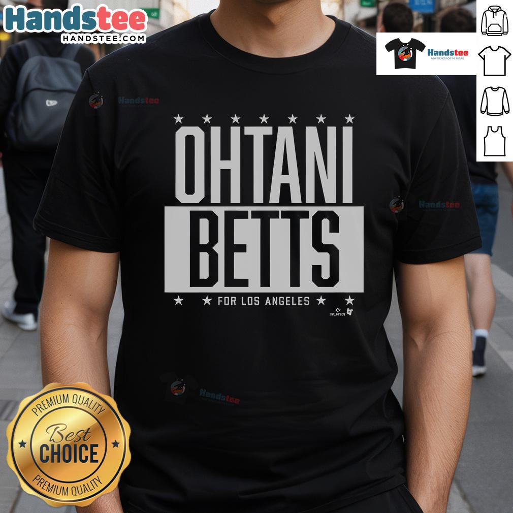 Official Ohtani-Betts Los Angeles T-Shirt featuring player graphics and team colors for baseball fans.