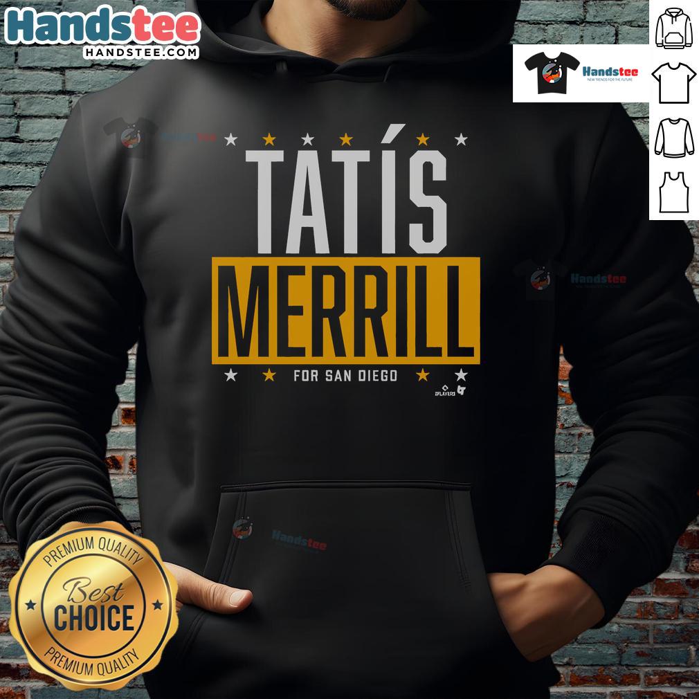 Official Tatis Merrill for San Diego hoodie in navy blue, featuring team logo and stylish design for fans.
