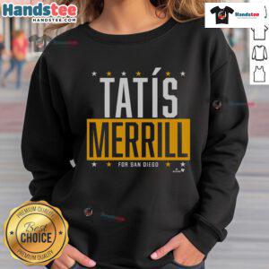 Official Tatis Merrill for San Diego sweatshirt featuring vibrant team colors and stylish design, perfect for fans.