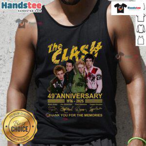 Official The Clash 49th Anniversary tank top 1976-2025 celebrates the band's legacy with a heartfelt 'Thank You for the Memories' design.