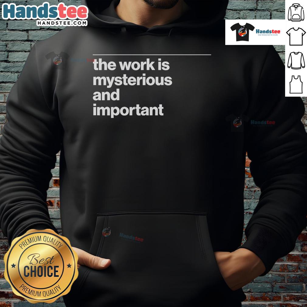 Official 'The Work Is Mysterious And Important' Hoodie in black, featuring a stylish design perfect for casual wear.
