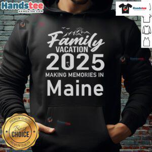 Family wearing 'Awesome Family Vacation 2025' hoodies, enjoying quality time and making memories in scenic Maine.