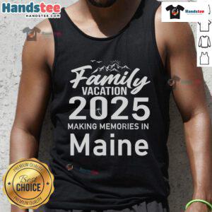 Family vacation in Maine 2025, capturing memories in matching tank tops on a sunny beach day.
