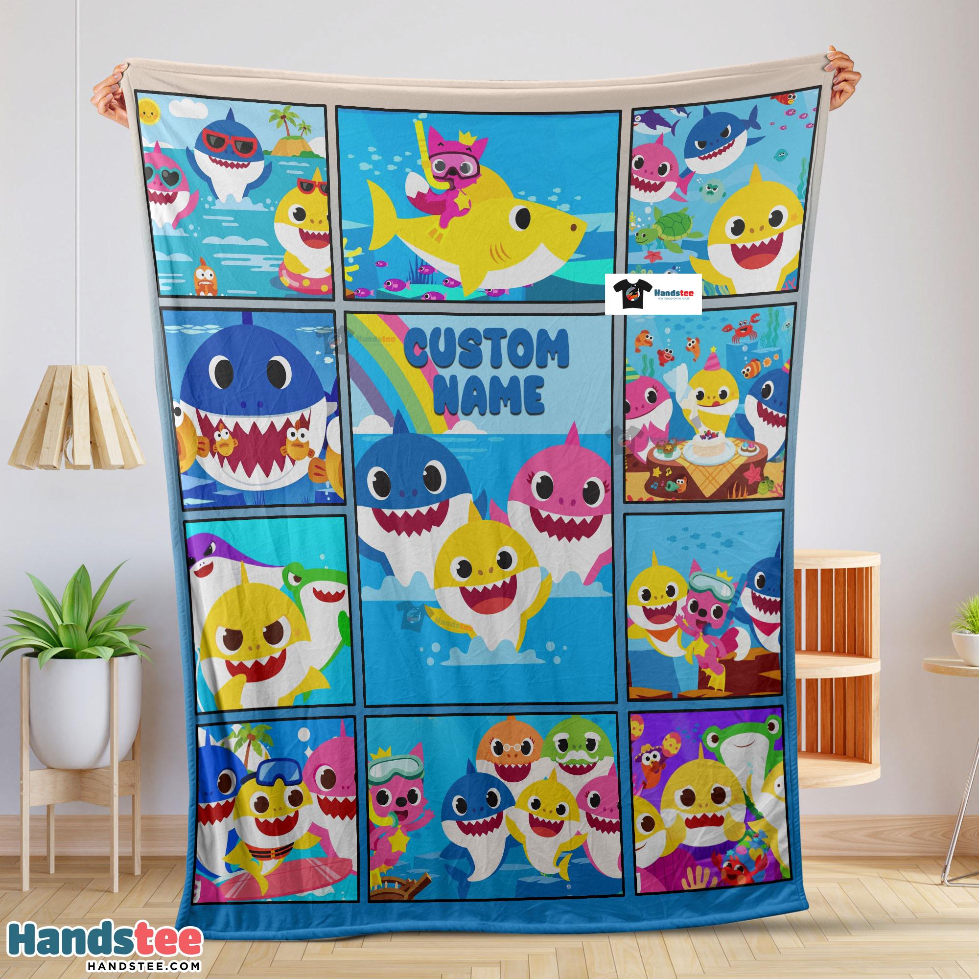 Baby Shark Family & Friends Collage Blanket Fleece Customized Blanket
