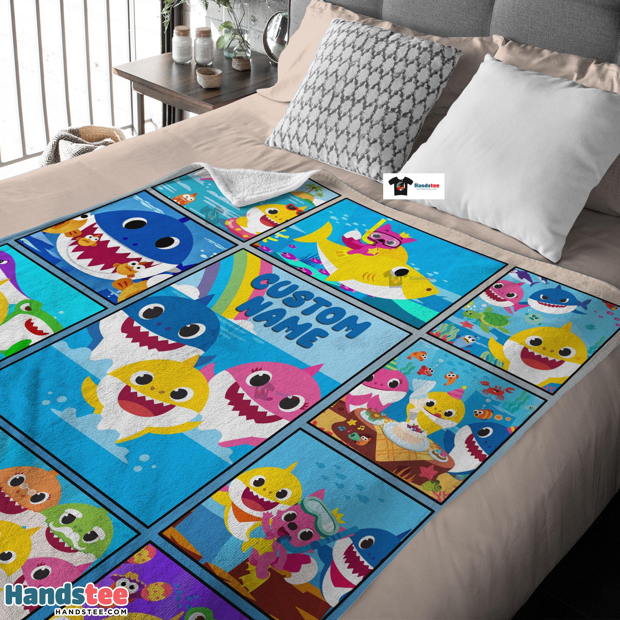 Baby Shark Family & Friends Collage Blanket Fleece Customized Blanket