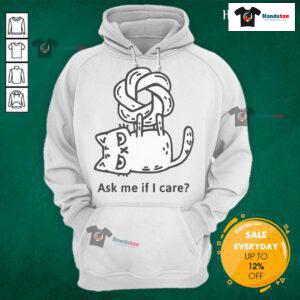 Alt Text: Adorable cat wearing a Ask Me If I Care ChatGPT hoodie, showcasing a playful and trendy feline fashion statement.