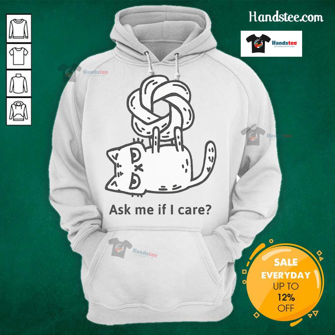 Alt Text: Adorable cat wearing a Ask Me If I Care ChatGPT hoodie, showcasing a playful and trendy feline fashion statement.