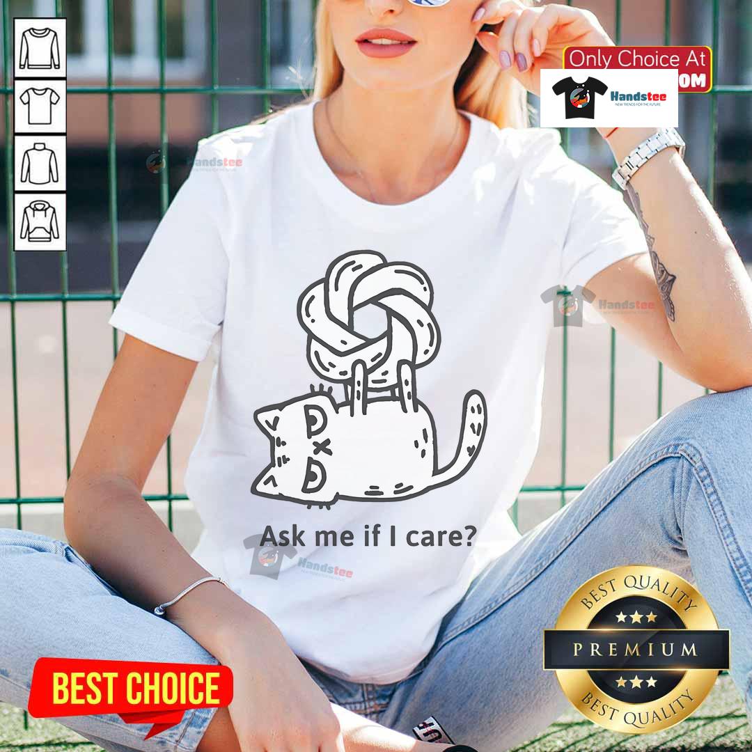Cute CatGPT ladies tee with a playful Ask Me If I Care design featuring an adorable cat graphic. Perfect for cat lovers!