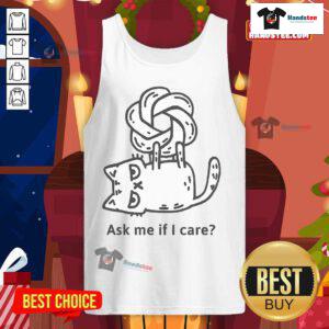 Adorable cat wearing a 'Ask Me If I Care' ChatGPT tank top, perfect for cat lovers and AI enthusiasts alike.