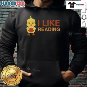 Cute chicken in a hoodie reading a book, showcasing a fun and playful design for chicken lovers and book enthusiasts.