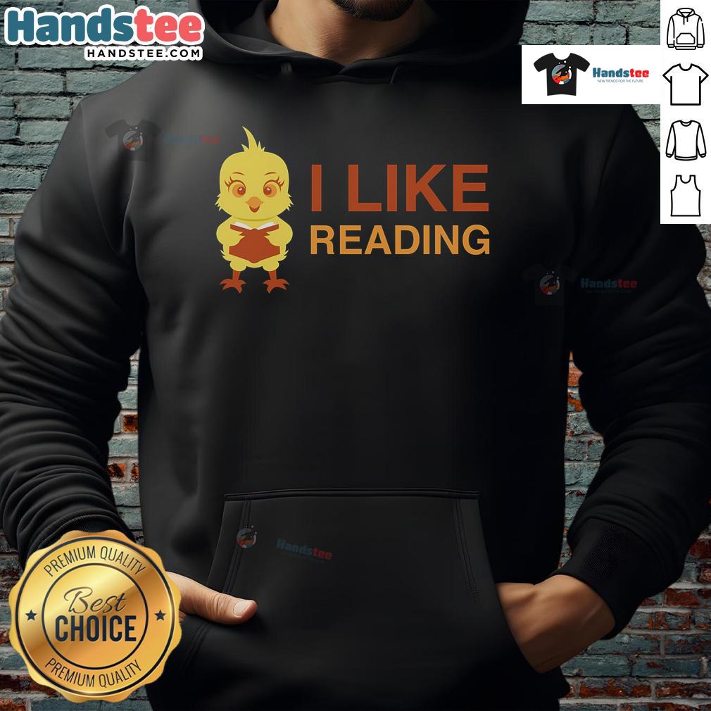 Cute chicken in a hoodie reading a book, showcasing a fun and playful design for chicken lovers and book enthusiasts.