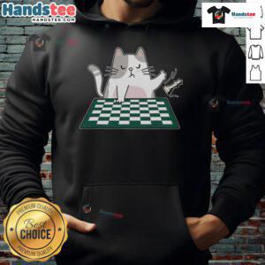 Alt Text: Cute rude cat graphic on a chess board game hoodie, perfect for cat lovers and chess enthusiasts.