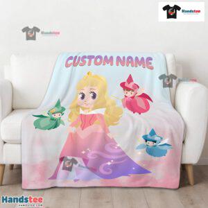 Disney Chibi Aurora Sleeping Beauty Pastel-Colored Blanket Fleece Customized Blanket