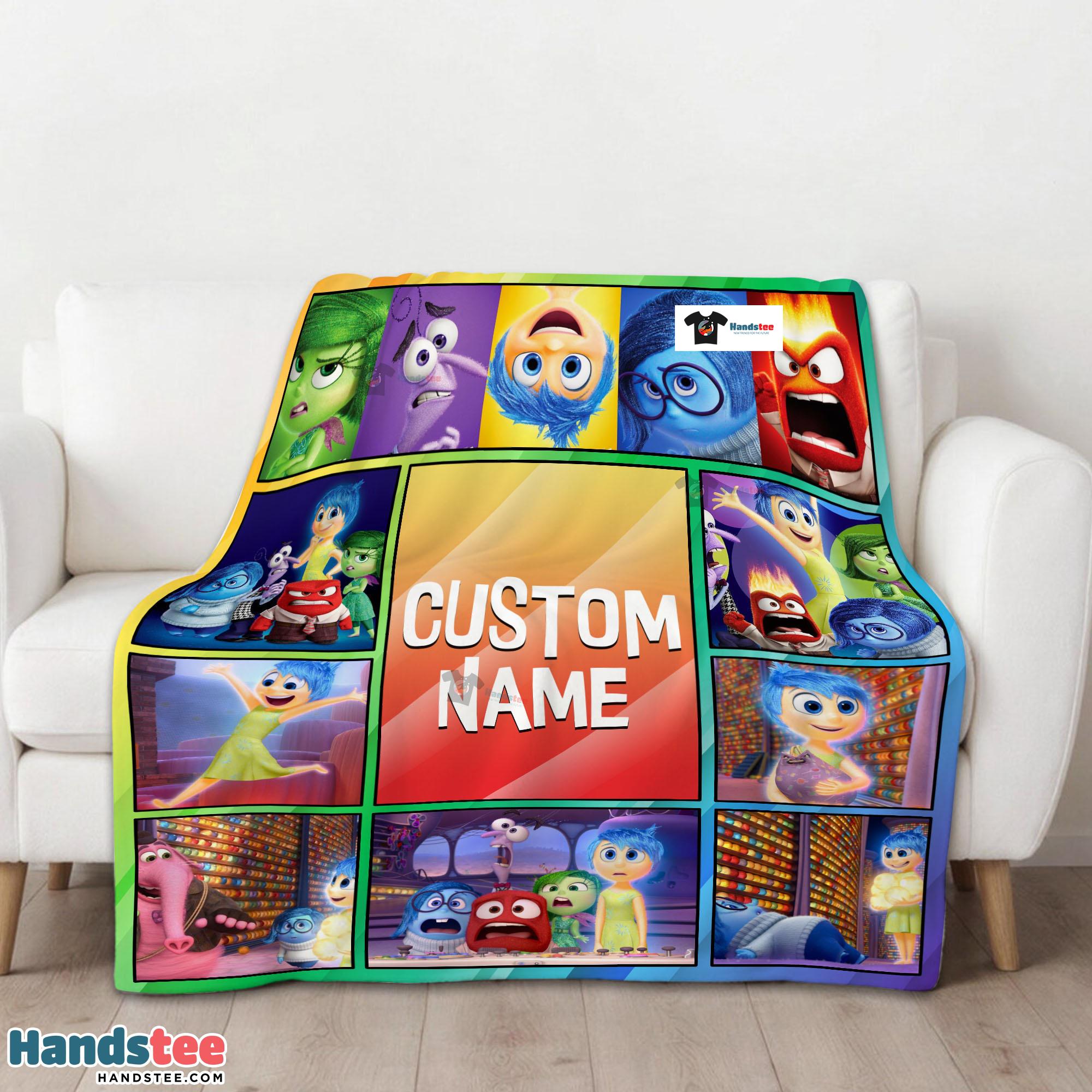 Disney Inside Out Colorful Collage Blanket Fleece Customized Blanket