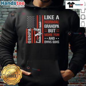 Alt Text: Funny Gunpa hoodie featuring 'Like a Normal Grandpa But More Fun' design, perfect for casual wear in the USA.