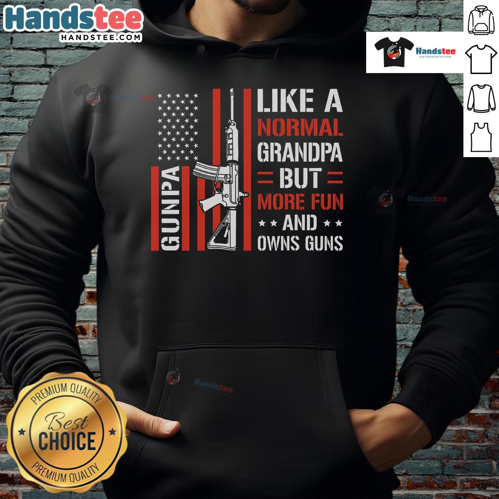 Alt Text: Funny Gunpa hoodie featuring 'Like a Normal Grandpa But More Fun' design, perfect for casual wear in the USA.