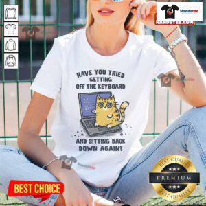 Funny IT Support tee for ladies with cute paw design, perfect for those tired of getting off the keyboard.