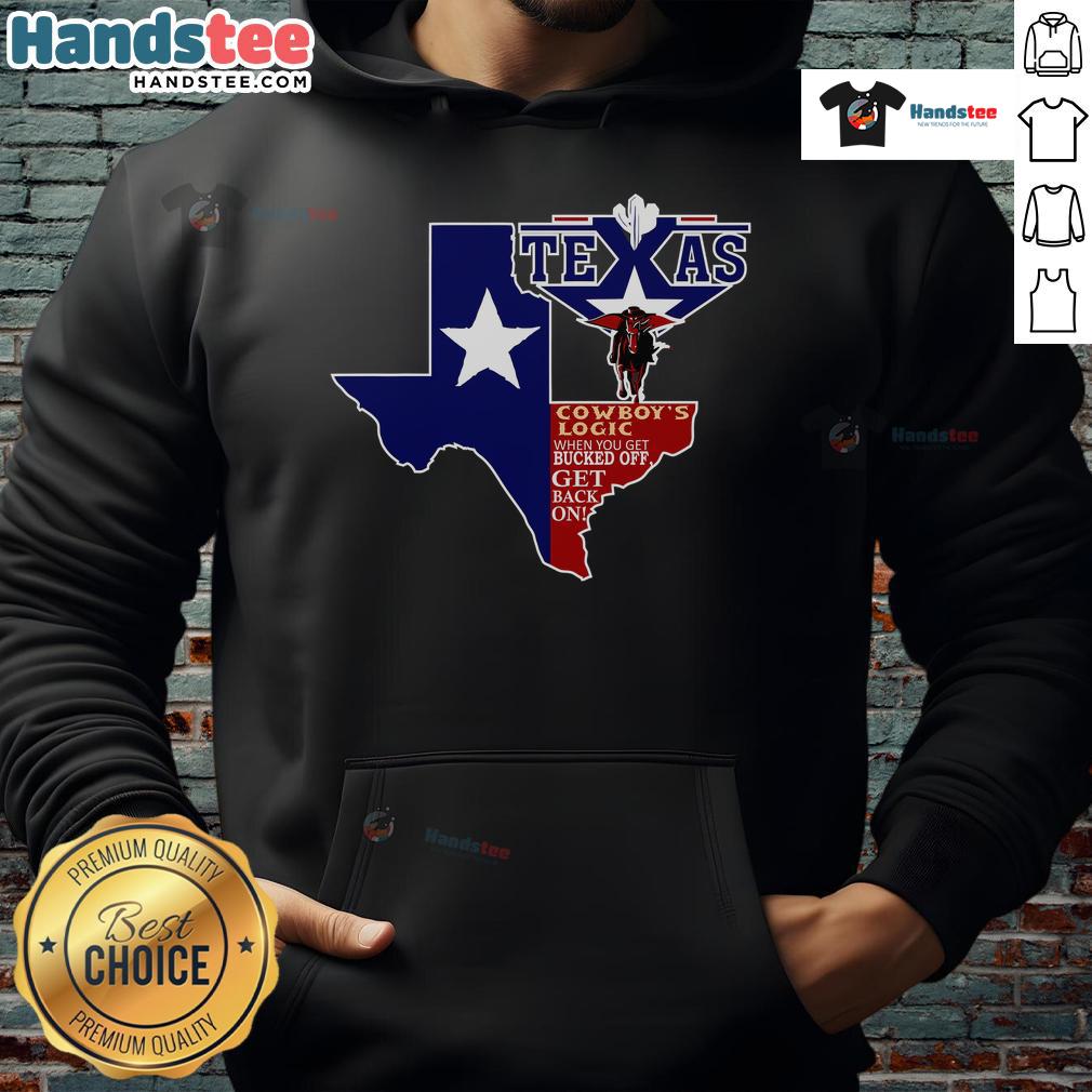 Funny Texas Cowboy Logic Hoodie featuring humorous cowboy sayings and a stylish design perfect for Western enthusiasts.