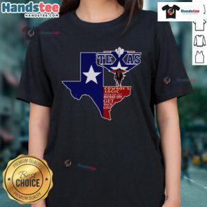 Funny Texas Cowboy Logic Ladies Tee featuring humorous cowboy sayings and a stylish design for women.
