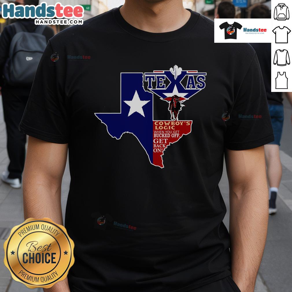 Funny Texas Cowboy Logic T-Shirt featuring humorous cowboy sayings and graphics for a unique Western style.