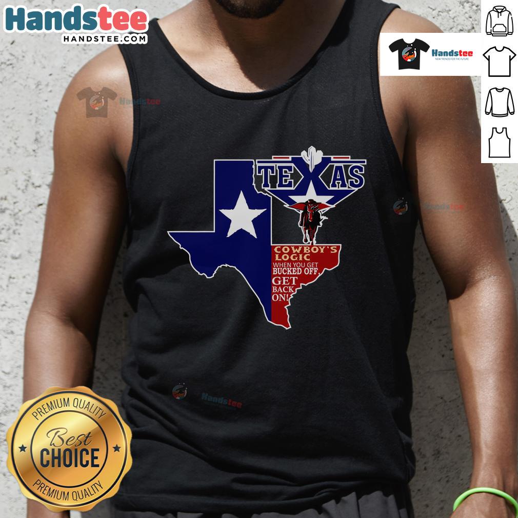 Funny Texas cowboy logic tank top featuring humorous graphic design perfect for casual wear and Western-themed outfits.