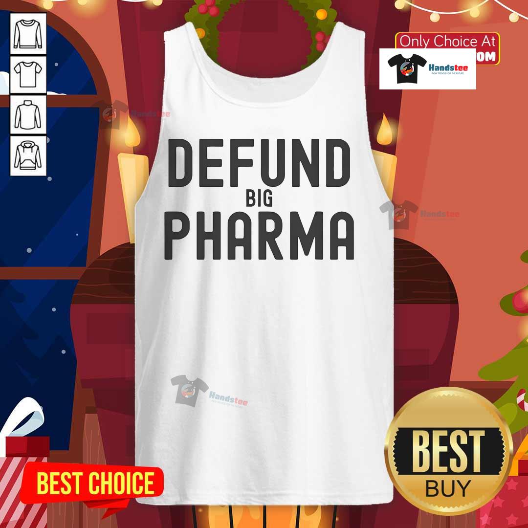 Defund Big Pharma tank top showcasing a bold slogan 'Make Big Pharma Small Again' in vibrant colors.