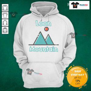Alt Text: Cozy hoodie featuring Good Loon Mountain design, perfect for outdoor lovers in Lincoln, New Hampshire mountains.