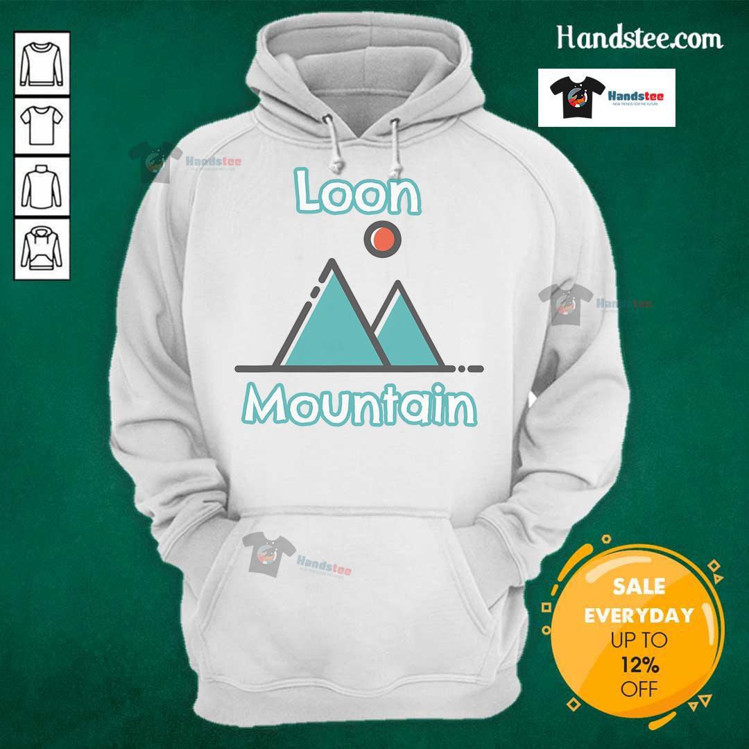 Alt Text: Cozy hoodie featuring Good Loon Mountain design, perfect for outdoor lovers in Lincoln, New Hampshire mountains.