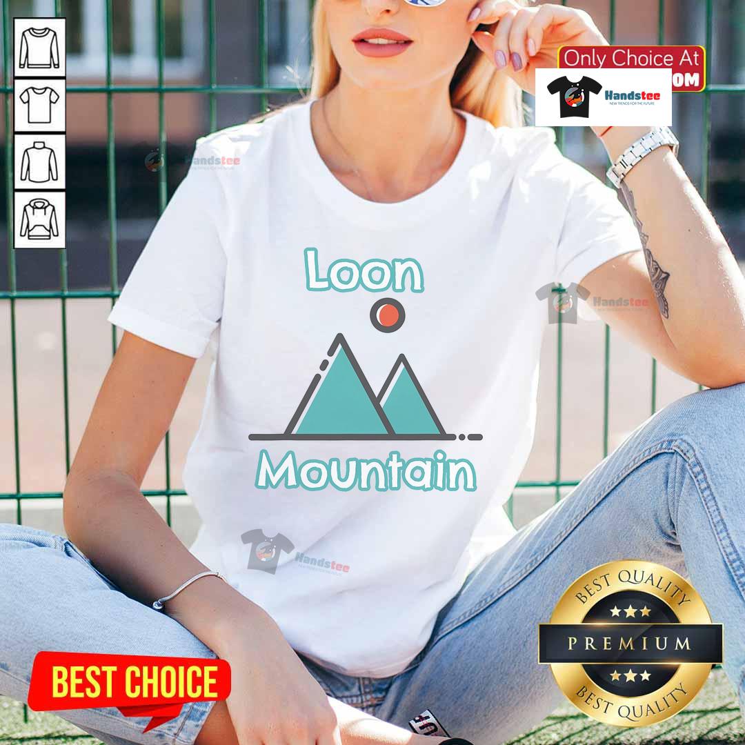 Good Loon Mountain in Lincoln, New Hampshire, showcasing scenic mountains on a stylish ladies' tee design.