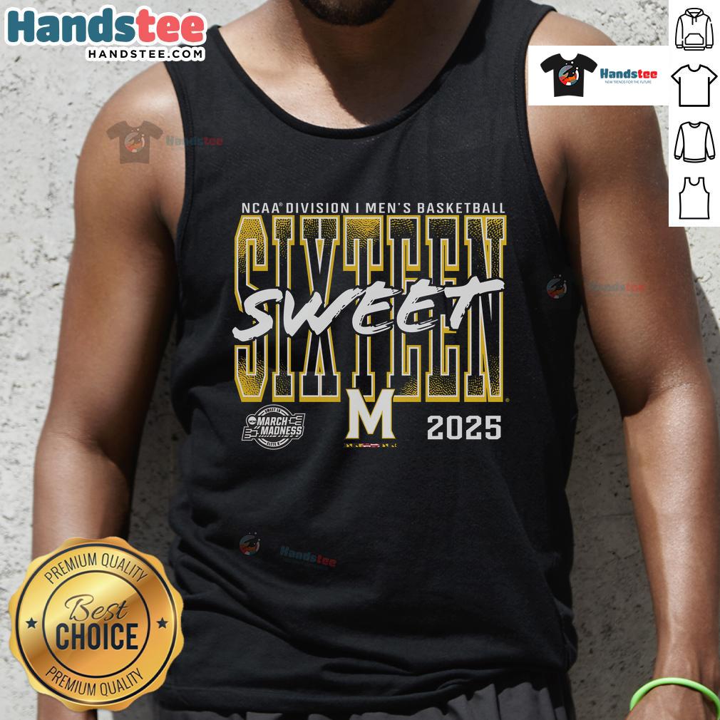 Good Maryland Terrapins 2025 NCAA Men's Basketball Tournament March Madness Sweet 16 tank top design featuring team colors.