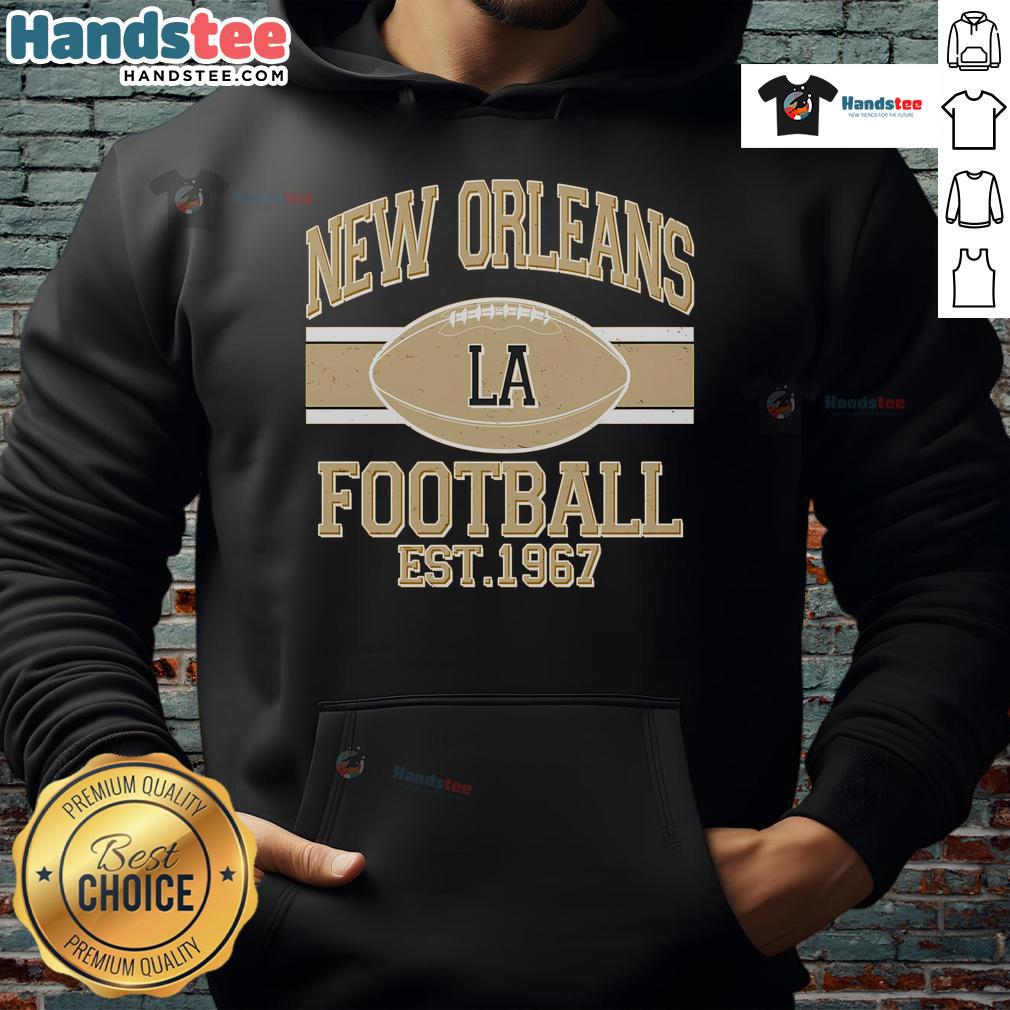 Vintage sports logo hoodie featuring New Orleans, LA football design, perfect for fans and collectors.