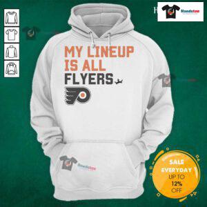 Good Philadelphia Flyers My Lineup Hoodie featuring team colors and logo, perfect for fans supporting their favorite NHL team.