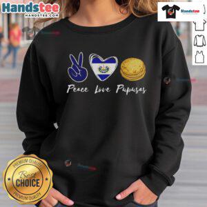 Cozy sweatshirt featuring 'Good Pupusas Lover' design, celebrating love and peace in Salvadoran culture and cuisine.
