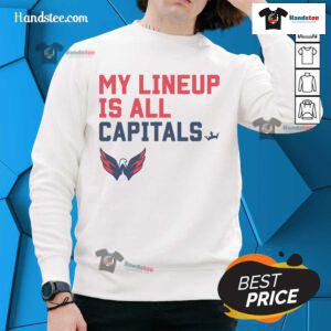Good Washington Capitals My Lineup Sweatshirt featuring team logo and vibrant colors, perfect for fans of the NHL.