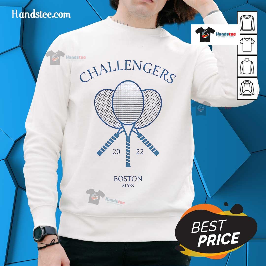 Zendaya wearing a stylish Boston Tennis sweatshirt at the 2022 Challengers event, showcasing sporty fashion.