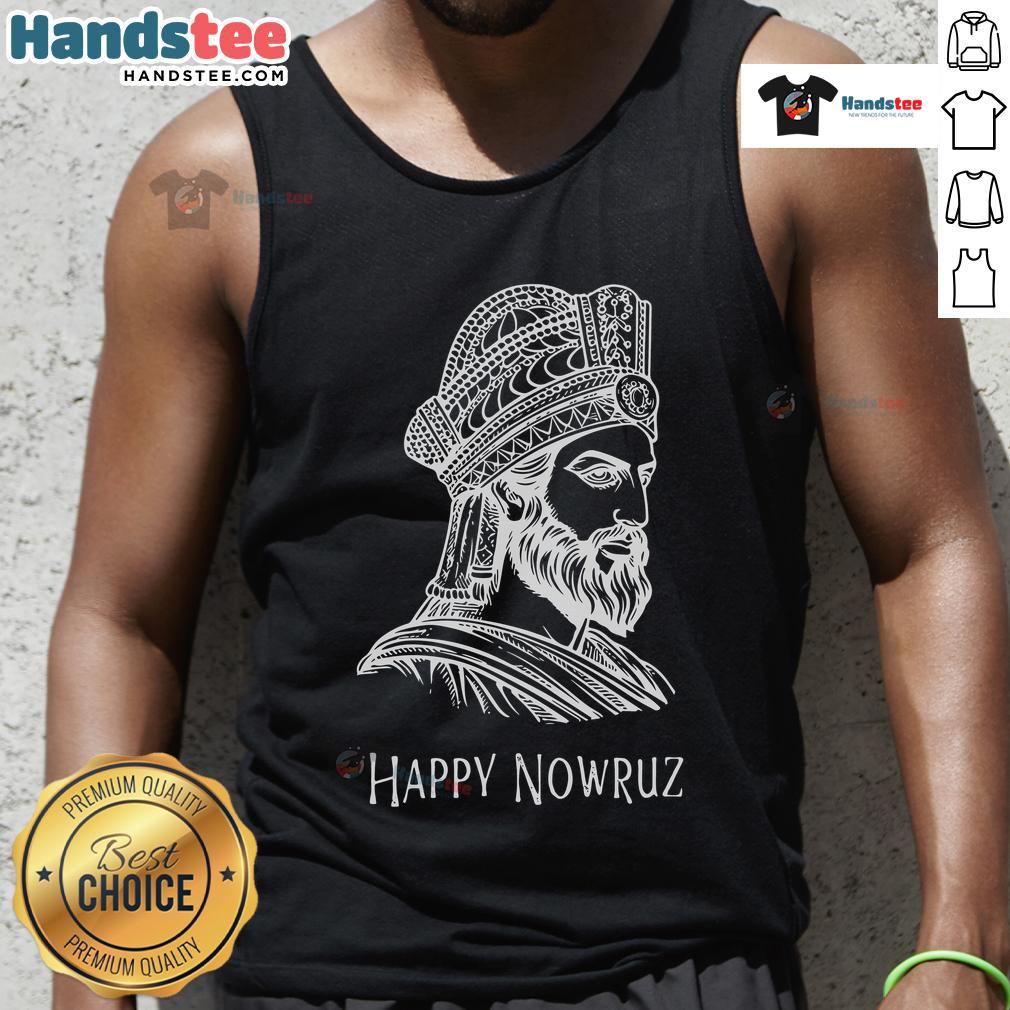 Alt Text: Happy Nowruz celebration with Cyrus the Great tank top, embracing Persian New Year traditions in Iran.