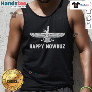 Happy Nowruz celebration in Iran with a vibrant Persian New Year tank top design featuring traditional symbols.