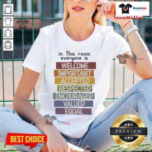 Hot Idaho teacher wearing 'Everyone Is Welcome Here' tee, promoting support and inclusivity in the classroom.