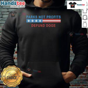 Alt Text: Hot Parks Not Profits Defund Doge Hoodie featuring bold graphics and a trendy design perfect for casual wear.
