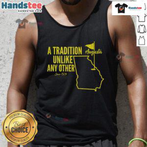 Stylish Augusta Georgia golfing tank top showcasing 'Nice A Tradition Unlike Any Other' design for golf enthusiasts.