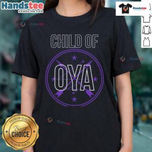Alt Text: Nice African Goddess Yoruba Religion Veve design on Child of Oya Orisha ladies tee shirt, celebrating cultural heritage.