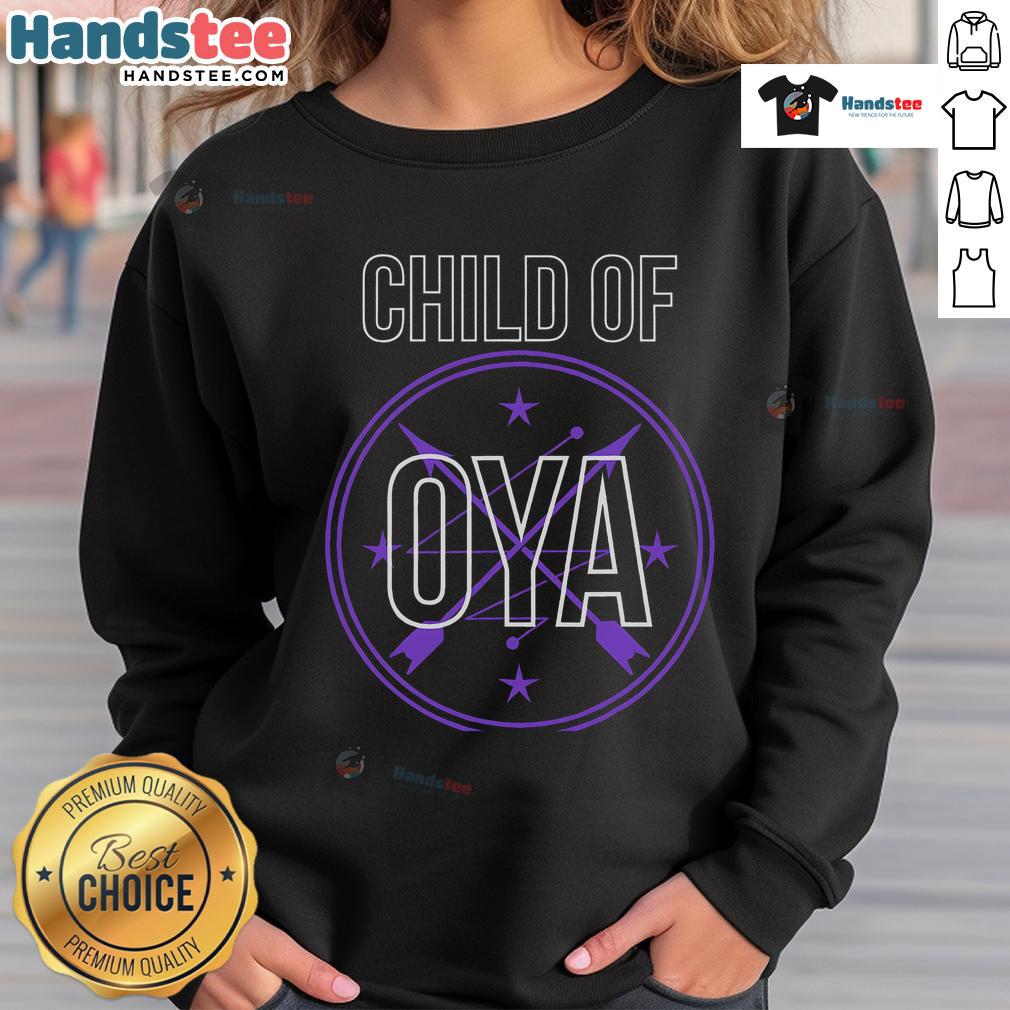 Child of Oya Orisha sweatshirt featuring a vibrant Nice African Goddess design inspired by Yoruba religion.