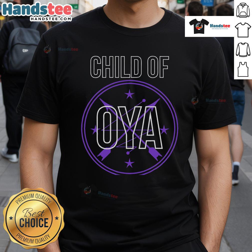 Nice African Goddess Yoruba Religion Veve Child Of Oya Orisha T-Shirt featuring vibrant colors and intricate designs.