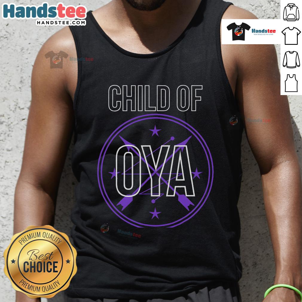 Alt Text: Child of Oya Orisha tank top featuring a beautiful African goddess design inspired by Yoruba religion.