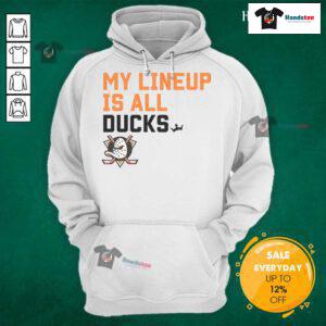 Stylish Anaheim Ducks hoodie featuring 'My Lineup' design, perfect for fans and game day attire.