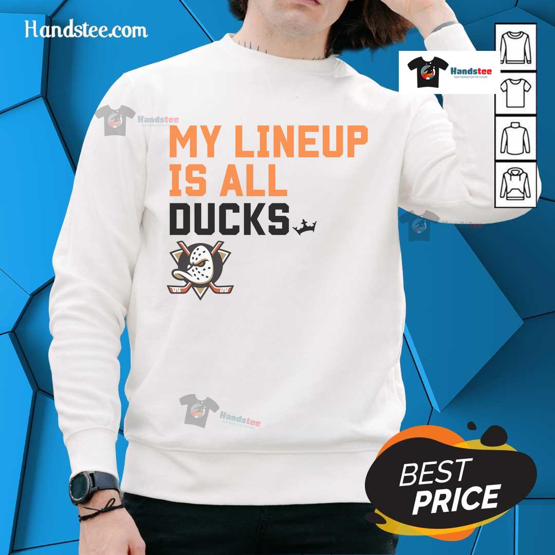 Nice Anaheim Ducks My Lineup Sweatshirt featuring team colors and logo, perfect for fans showing their support.