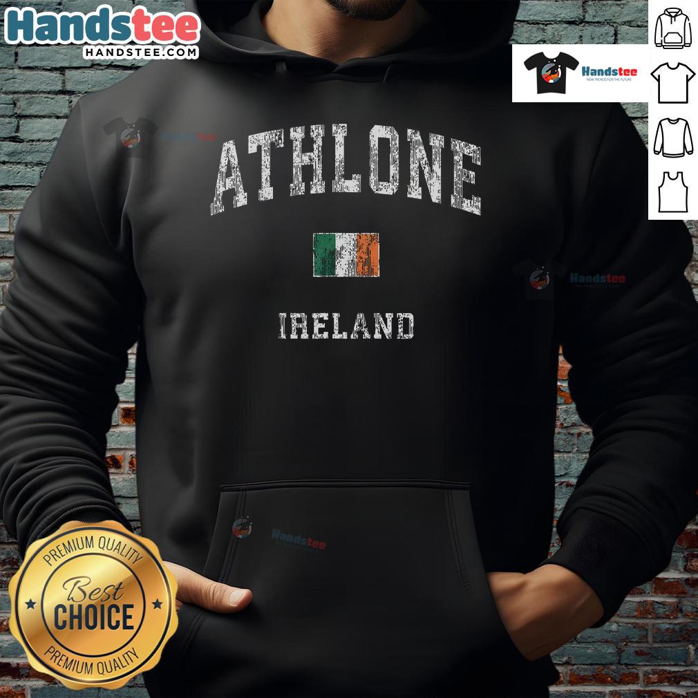 Vintage athletic sports hoodie from Athlone, Ireland, featuring a stylish design and comfortable fit for activewear.