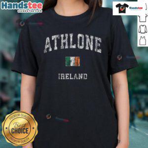 Vintage athletic sports ladies tee featuring Nice Athlone Ireland design, perfect for casual and sporty outfits.