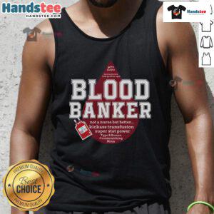 Lab scientist in a blood bank wearing a tank top, showcasing medical lab technology during Lab Week.